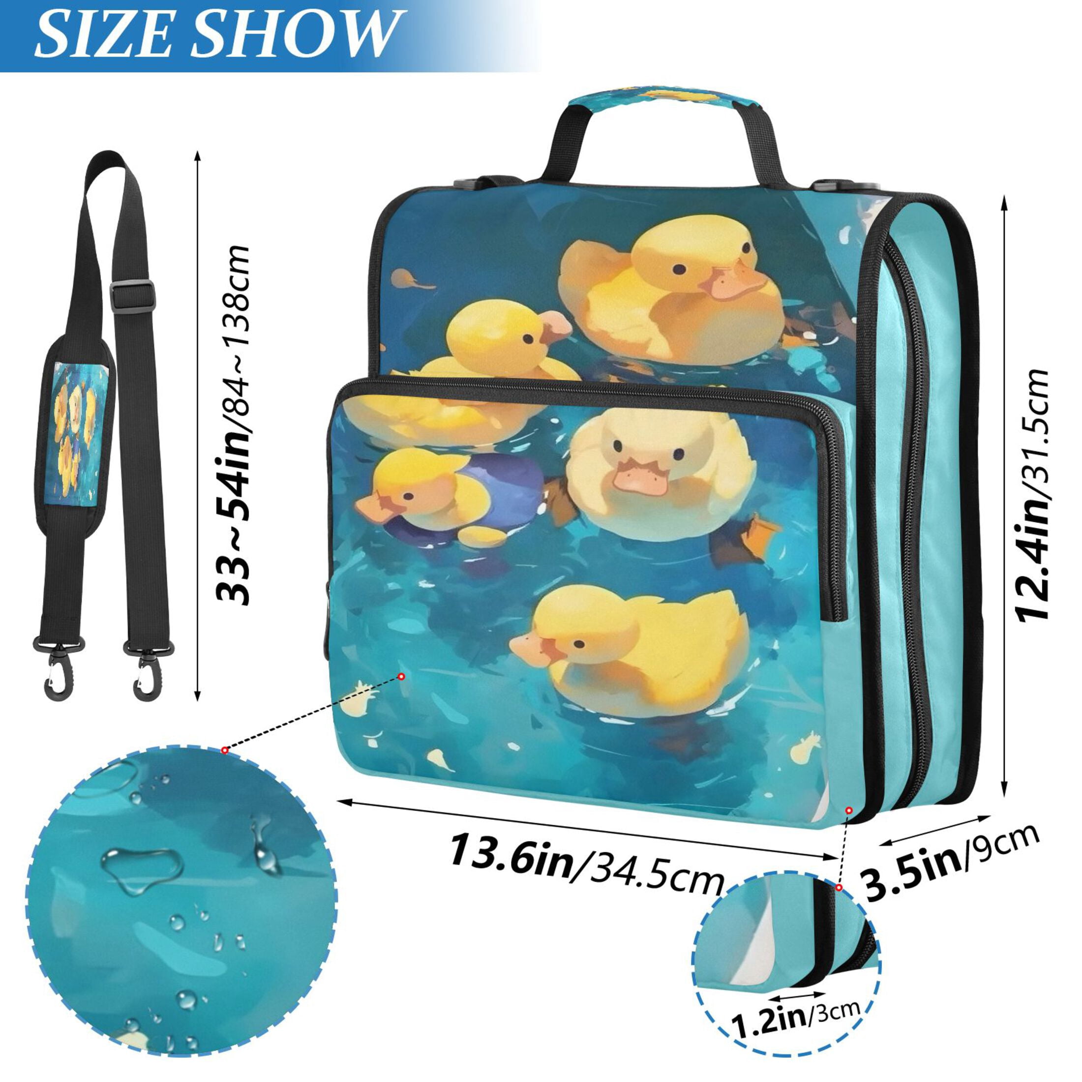 DIXRUYEE Zipper Binder trapper keeper Documents Organized Duckling Dip Printed
