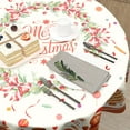 thumbnail image 5 of Merry Christmas Tablecloth Round 60 Inch,Traditional Xmas Gingerbread Man Cookie Reusable Washable Circular Table Cover for Holiday Home Kitchen Party Wedding Picnic, 5 of 7