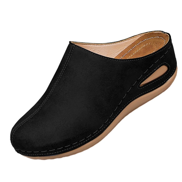 Clogs for Women with Rubber Sole And Distressed Faux Upper, Mule Slippers, 1 Pc