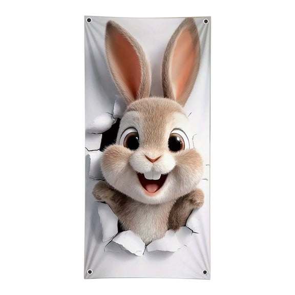 Up to 65% off Easter Decor Bunny Easter Wreath Door Flag Door Hanging Door Cover Decoration Spring Easter Decor for Front Door Festive