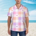 thumbnail image 2 of Balery Heart Buffalo Plaid Camisas hawaianas de manga corta para hombre, camisas playeras de corte holgado, camisas de vacaciones con botones,X-Large, 2 of 7