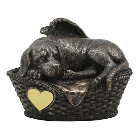 Black Labrador Retriever Figurine - Ebros Heavenly Angel Labrador Dog Sleeping In Wicker Bed Basket Cremation Urn Pet Memorial Statue All Dogs Got To Heaven Inspirational Figurine Labrador Retriever Sculpture