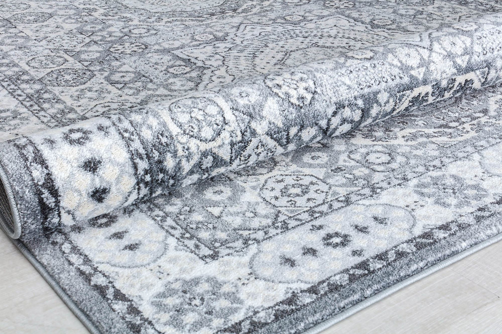 Harper HY60H Ice Cube Silver Abstract Vintage Gray Area Rug, 8'0"X10'0"