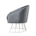 thumbnail image 5 of Hans Grey/Silver Velvet Accent Chair - Metal Base, Barrel Back, 5 of 9