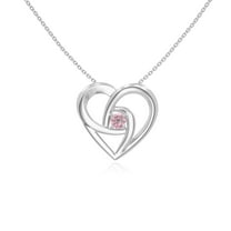 Natural Pink Tourmaline Floral Heart Pendant Necklaces for Women in Sterling Silver, October Birthstone Jewelry Gifts for Her Birthday, Wedding Anniversary, Party, Graduation, Christmas, Mothers Day