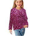 thumbnail image 5 of MKOSPLRT Sparkly Print Tops for Kid Long Sleeve Casual Dressy T Shirts Crewneck Loose Fit Shirts Glitter Party Shirts Blouses 3-13 Years, 5 of 6