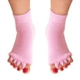 thumbnail image 1 of 1 Pair Foot Alignment Socks Yoga Gym Massage Open Toe Separator Half Toe Socks-Pink-, 1 of 5