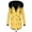 Yellow, variant on ICHUANYI Womens Fashion Solid Color Hooded Neck Jacket Fall Winter Multi Pocket Long Sleeve Warm Button Zipper Cotton Padded Coat