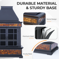 thumbnail image 5 of Erinnyees Outdoor Wood Burning Fireplace with Wood Storage and Removable Fire Grill - 57 Inch Large Tile Finish Steel Fire Pit  for Patio ,Garden,Deck and Backyard, Black, 5 of 8