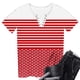 thumbnail image 2 of TaTaai Ladies Spring Summer Fashion V-Neck Tee Cotton Blend Relaxed Fit Short Sleeve Snap Button Detail Scattered Print Casual Daily Streetwear Breathable Women Top Gift, 2 of 6