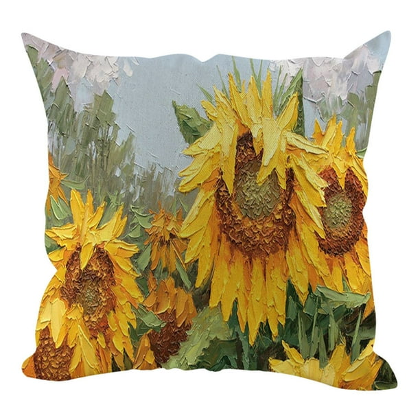 Xihbxyly Ofertas del día Liquidación Prime Juego de fundas de almohada cortas con diseño de girasol para sofá, decoración del hogar