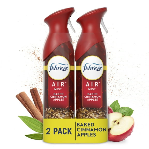 Febreze Air Mist, Odor-Fighting Air Freshener, Baked Cinnamon Apples, 8.8 oz. Aerosol, Pack of 2