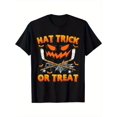 thumbnail image 1 of Halloween T-shirt Hat Trick or Treat Halloween Ice Hockey T-Shirt for Teens – Soft, Breathable Short Sleeve with Fun Pumpkin & Bat Design, Perfect Summer Gift or Birthday Present, 1 of 6