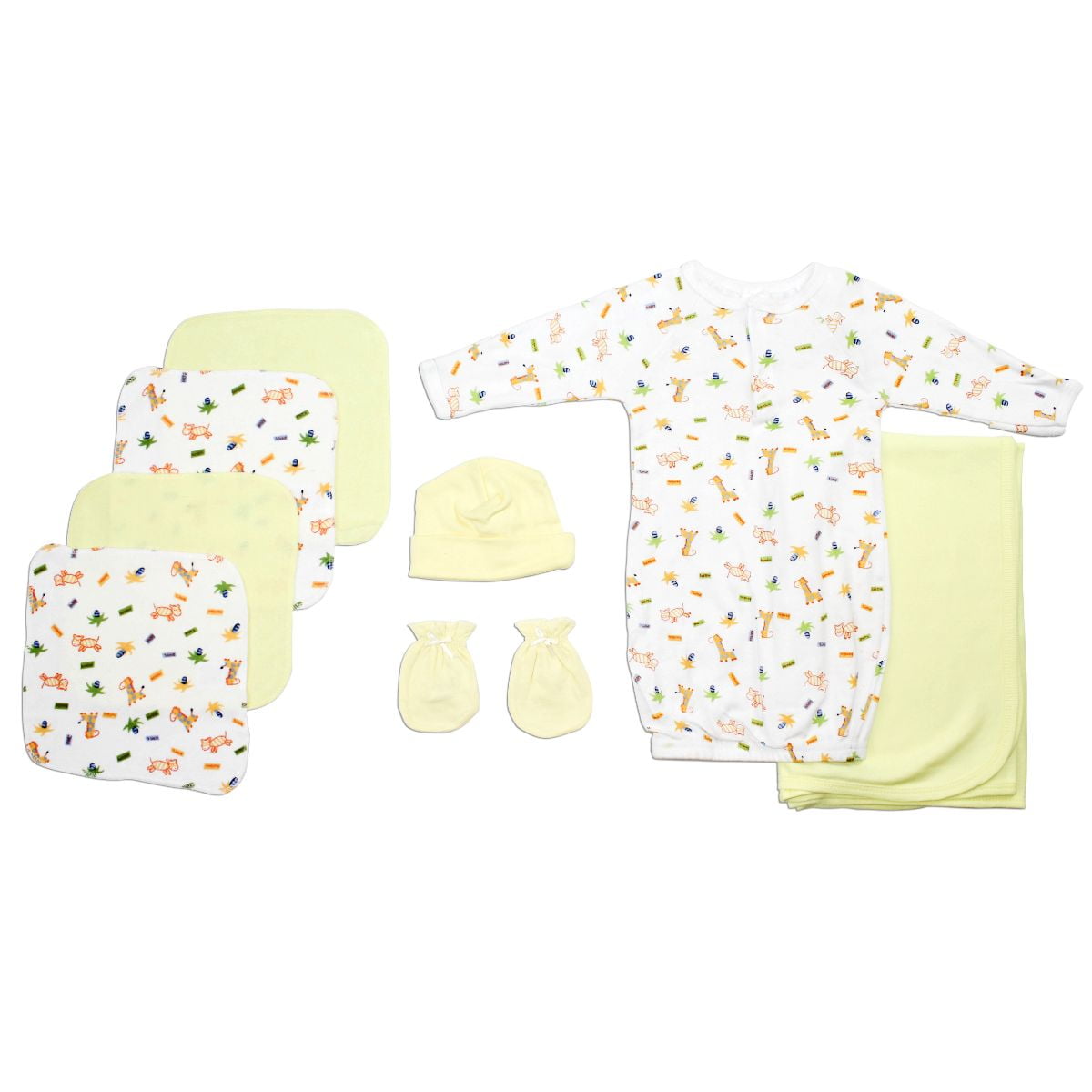 Bambini Neutral Newborn Baby Shower Layette Gift Set, 8pc (Baby Boys Or Baby Girls, Unisex)