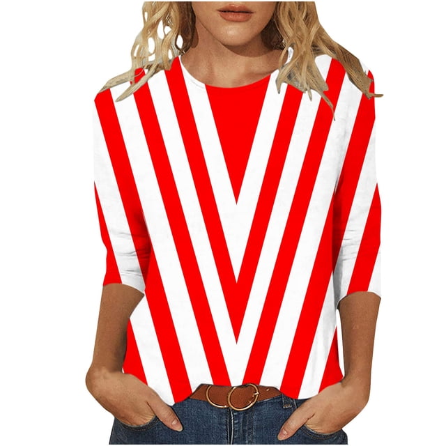 HKEJIAOI Hauts à Manches 3/4 pour Femmes Slim Fit Imprimé Floral Summer Blouse S
