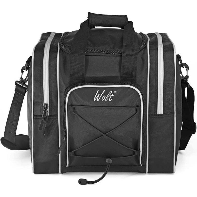 Wolt Bowling Ball Bag for Single Ball -With Padded Ball Holder, 2 Pockets Fit Bowling Shoes Up to Mens Size 14 and Accessories, Adult Unisex, Size