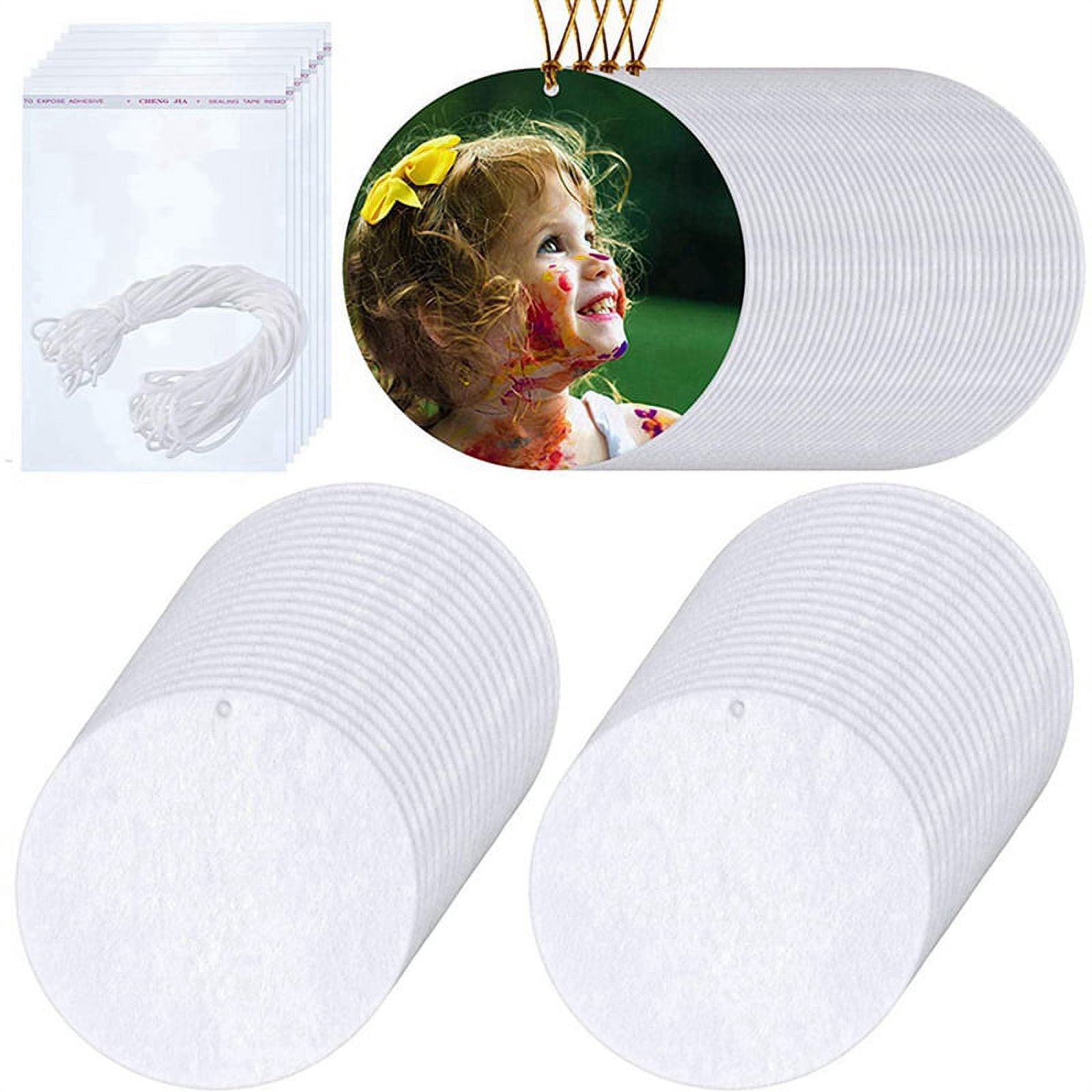 200 Pieces Sublimation Air Freshener Blanks DIY Air Freshener Scented Blank Car Pressed Felt for DIY Heat -Round