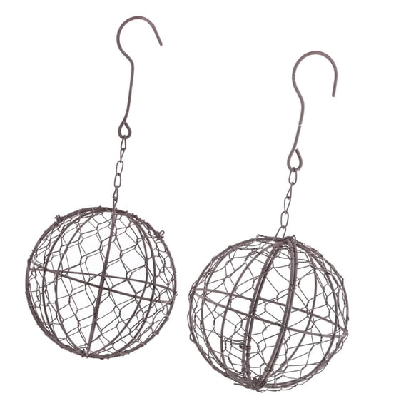 YWMJZEU 2pcs Rustic Iron Wire Ball Shaped Pot Iron Hanging Planter Plant