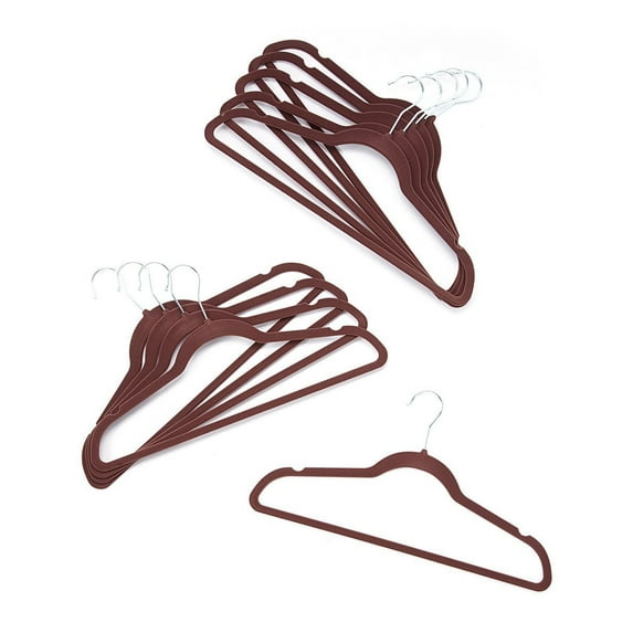 50 Pack Clothes Hangers Chocolate Velvet Hangers Clothes Hanger Ultra Thin No Slip