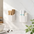 thumbnail image 3 of Wall Mounted Storage Organizer Caddy, White Plastic No-Drill Adhesive Hanging Box for Kitchen Utensils, Bathroom Toiletries, Office Supplies, 3 of 6