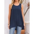 thumbnail image 4 of DARING DIVA Women's High Low Casual Sleeveless Chiffon Blouse Asymmetrical S Dark Blue, 4 of 8