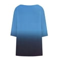 thumbnail image 5 of Yubnlvae Blue Women's Casual Pluse Size 3/4 Sleeve T Shirts Round Neck Cute Tunic Tops Basic Tees Blouses Business Work Tee Top, 5Xl, 5 of 6