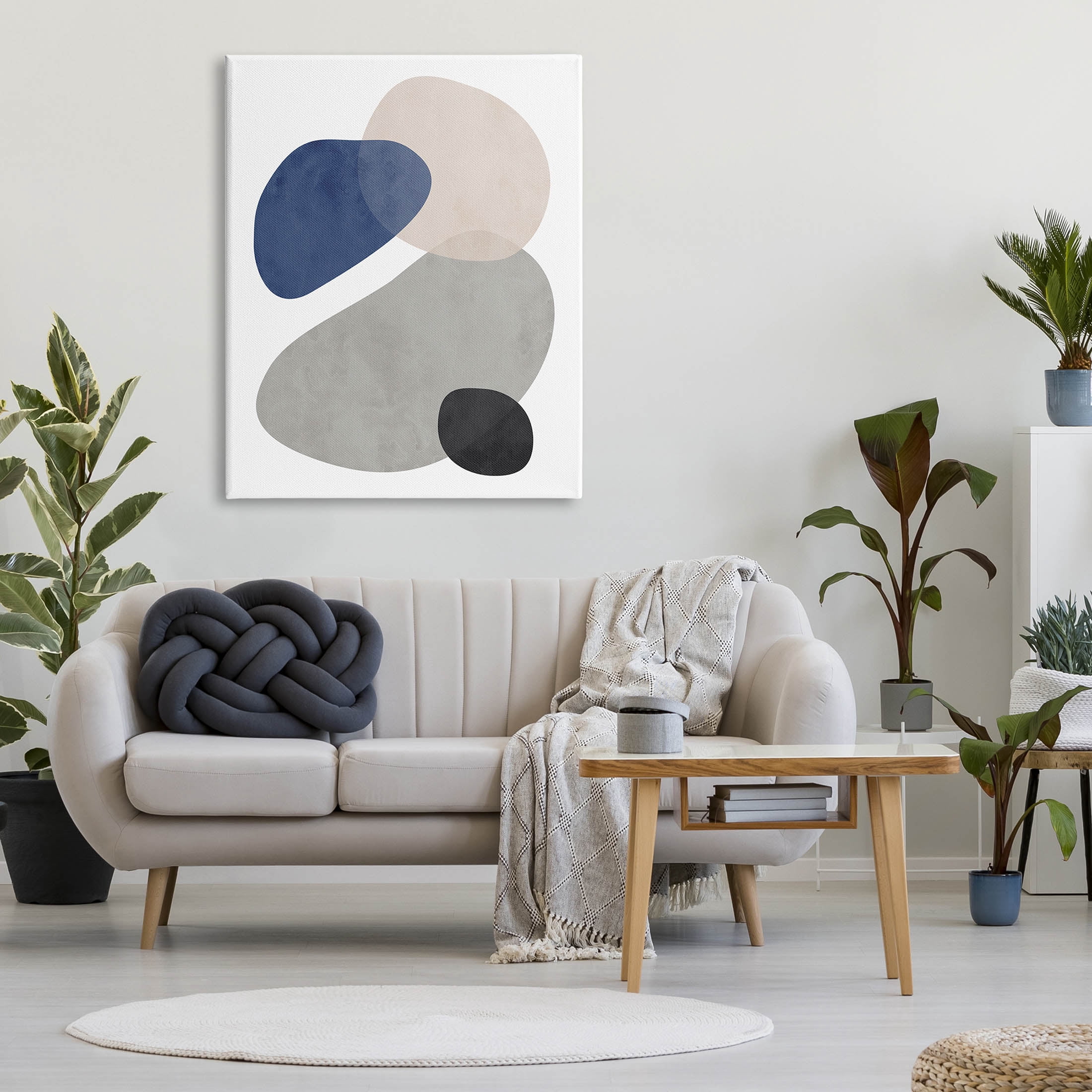 Layered Minimal Oblong Forms Abstract Graphic Art Gallery Wrapped Canvas Print Wall Art
