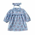 thumbnail image 2 of QISIWOLE Infant Toddler Baby Girls Long Sleeve Fungus Edge Round Neck Floral Dress Dress Princess Dress,summer sale, 2 of 7