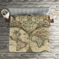thumbnail image 2 of Ambesonne World Map Quilted Coverlet 3 Pcs, Antique Vintage Art, King Size, Multicolor, 2 of 2