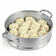 thumbnail image 3 of STPgoods 3-Tier Stainless Steel Steamer Pot with Glass Lid 12.68 Qt (12 L) Dumpling Steamer Pot Multi-Layer Cookware Pot, 3 of 9