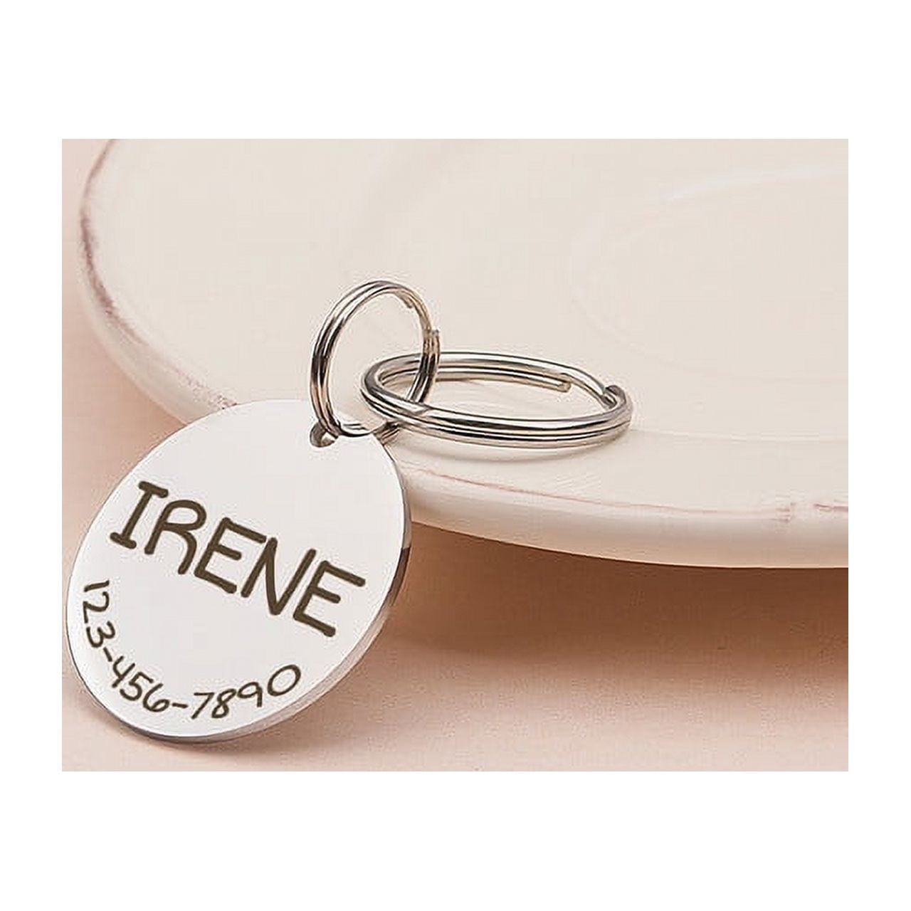 Anavia Stainless Steel Double Sided Round Name and Phone Number Engraved Dog & Cat ID Tag, Multi-color, L