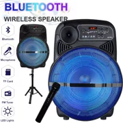 CURUK 15" Woofer Bluetooth Portable Speaker with Wireless Mic, Tripod Stand TWS Heavy Bass Outdoor