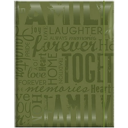 Embossed Gloss Expressions Photo Album, 4.75" x 6.5", 100 Pocket, Family, Green
