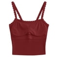 thumbnail image 4 of Public Women Built-In Bra Tank Tops Casual Sleeveless Lace T Shirts Trendy Ribbed Slim Fit Tank Tops Red One Size, 4 of 4