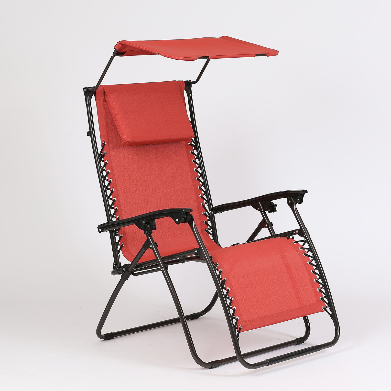 Red Deluxe Oversized Extra Large Zero Gravity Chair with Canopy Tray