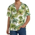 thumbnail image 3 of Vsdgher Green Hawaii Palms Print Men's Wrinkle Free Untucked Cuban Shirt Business Casual Button Down Shirts Short Sleeve Shirt, 3 of 7