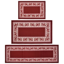 Madison Home USA Burgundy Floral Boarder Area Rug, Durable Fade Resistant (3 Count)