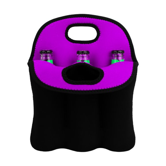 Aspire 6-Bottle Beer Can Carrier Tote, Neoprene Bottle Cooler Bag, Water Beer Bottle Holder for Travel with Handle - Purple