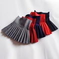 thumbnail image 5 of FaLX Autumn Children School Girls Solid Color Knit High Waist Bottoming Pleated Skirt, 5 of 8