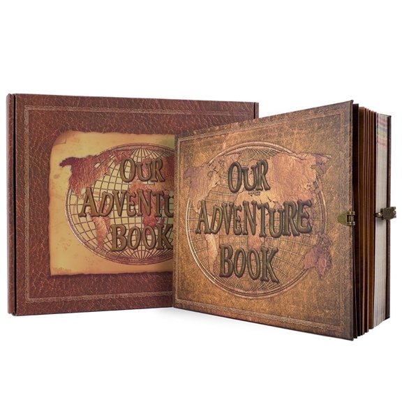 TJT 180 Pages Our Adventure Book Scrapbook Photo Album, Leather Hardcover Travel Scrap Books Memory Book Gift for Anniversary Wedding Mother's Day