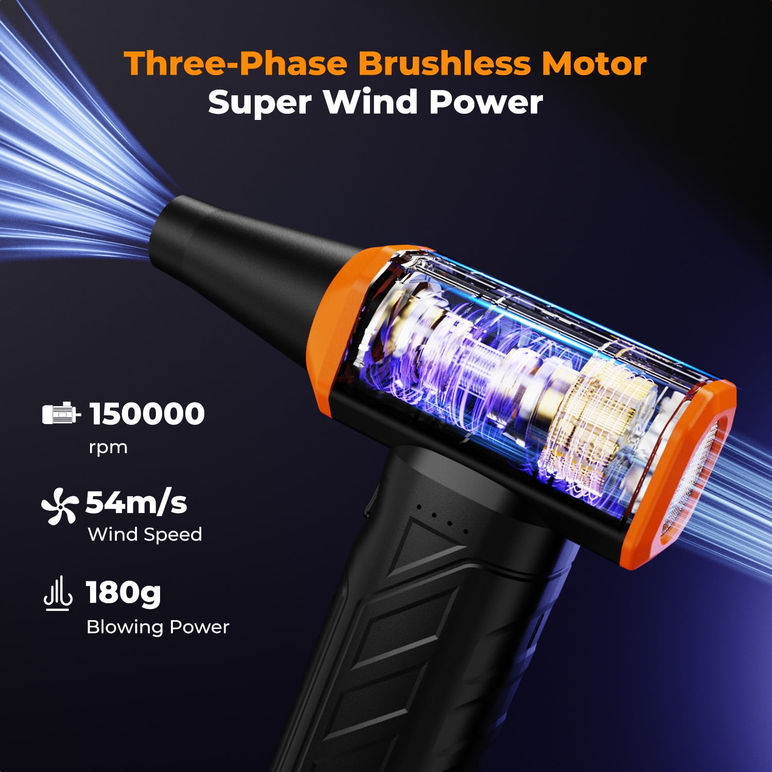 K&F Concept Brushless Compressed Air Duster, 3 Gear Adjustable, Super Wind Power,Rechargeable&Portable,for Deep Computer Clean, Keyboard, Car Dry, Home
