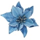 thumbnail image 1 of Juego de 24 selecciones de flores de Pascua con purpurina azul navideña, adornos para árboles de Navidad para invierno, coronas de árboles de Navidad azules y verde azulado, 1 of 5
