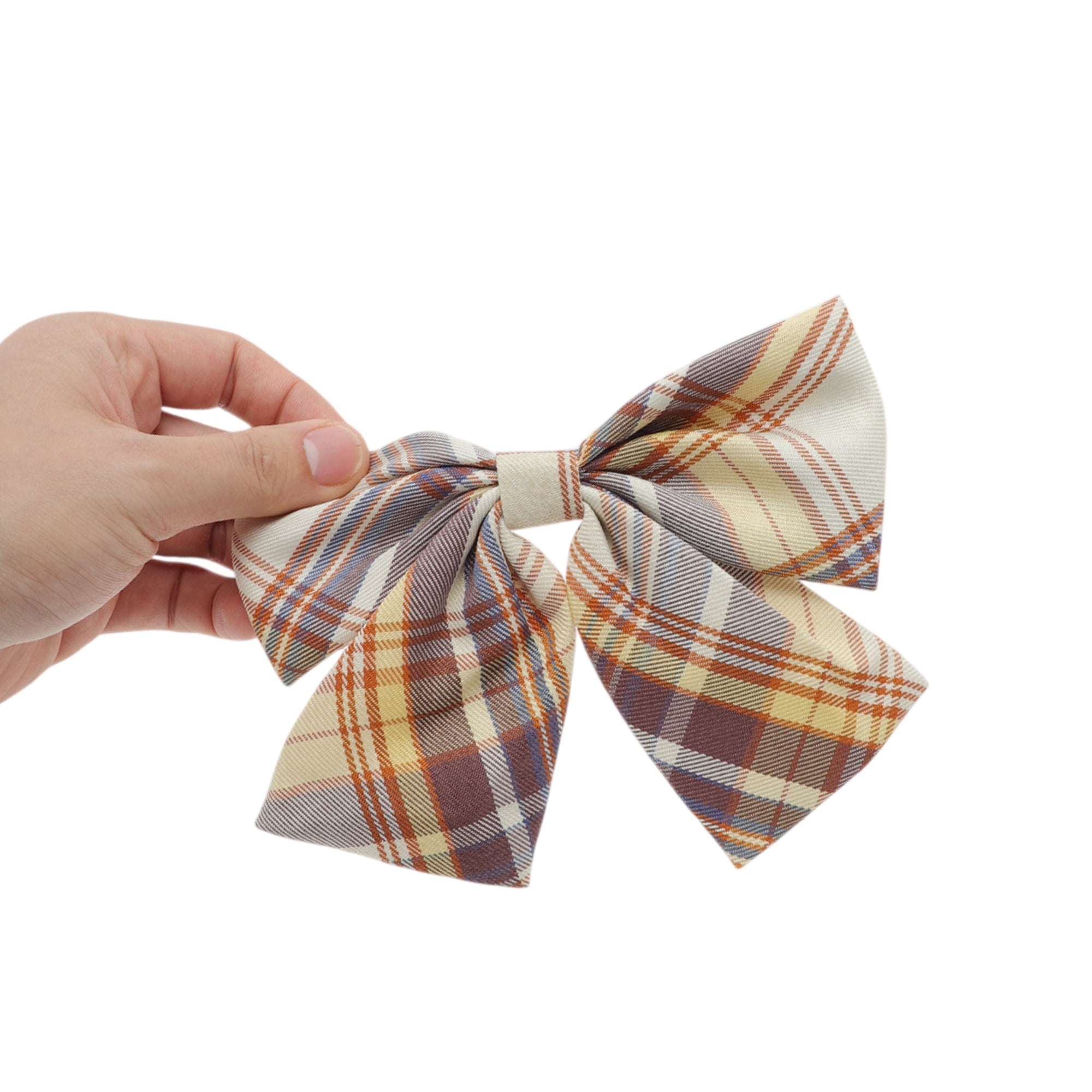 Unique Bargains Simple Plaid Bow Hair Clips Cyan Navy Blue Brown Yellow 3 Pcs