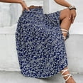 thumbnail image 5 of LWavelet Ditsy Floral Side Slit Maxi Skirt Women Daily Casual Flowy Stylish Versatile Bottoms Navy XL, 5 of 6