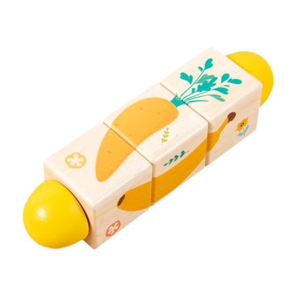 Fiocias Casse-Tête Rotatif en Bois 3D Jouets Éducatifs Parent-Enfant Interactifs Éducation de la Petite Enfance pour Enfants Unisexe Garçons Filles Fruit Légume
