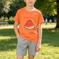 thumbnail image 5 of BXJX Girls Summer Outfit Sets, Crew Neck 2PC Knitted Short Sleeve T-Shirts and Shorts Sets Orange Size 3-4 T, 5 of 5