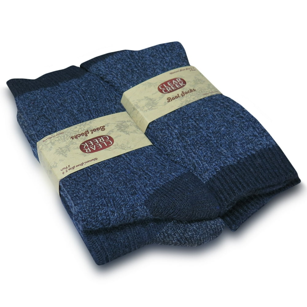 Clear Creek 4 Pairs Women's Heavyweight Outdoor Wool Blend Thermal Boot Socks (Navy) Walmart
