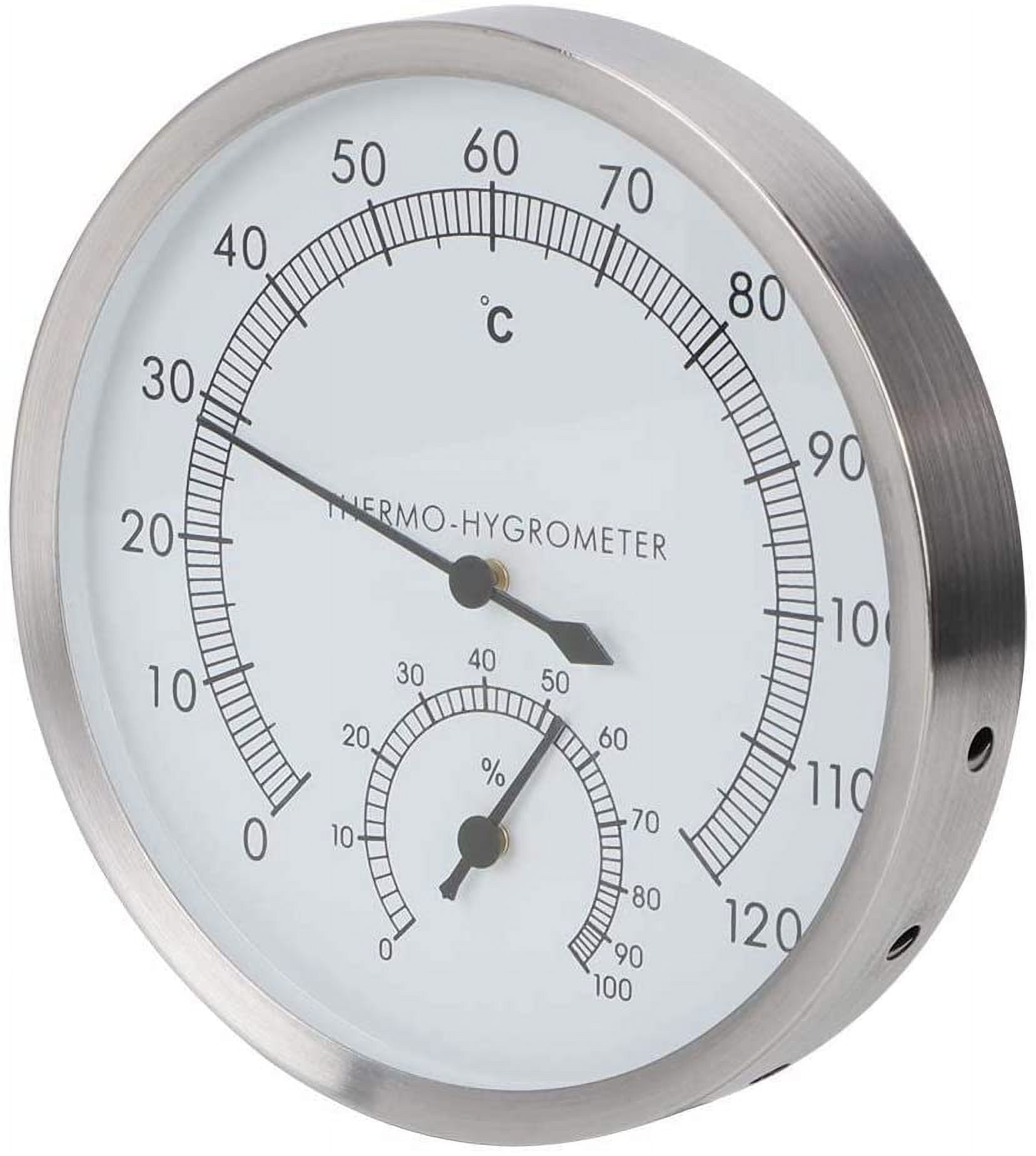 ABCISI 2 in 1 Stainless Steel Temperature Gauge Indicator Steam Room Sauna Room Thermometer Hygrometer Thermo Hygrometer Indoor, for Sauna Steam Room Bathroom