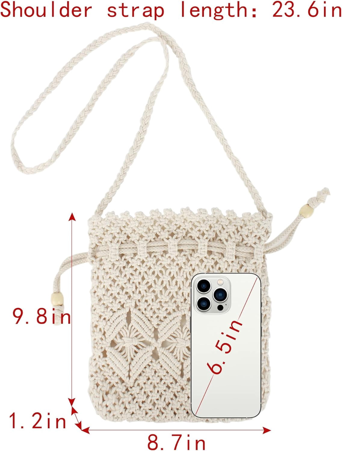 Women Mini Cotton Crochet Crossbody Bag Summer Beach  display picture 1