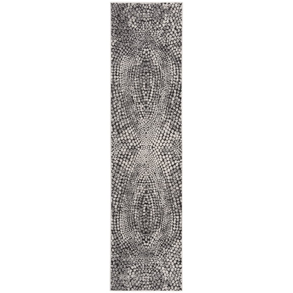 SAFAVIEH Lurex Gorden Abstract Runner Rug, Black/Light Grey, 2' x 10'